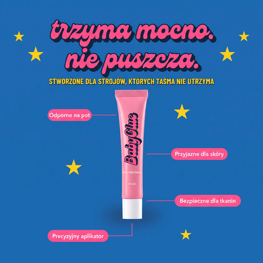 Klej do ubrań i skóry — trzyma dekolt, sukienkę i ramiączka tam, gdzie mają być